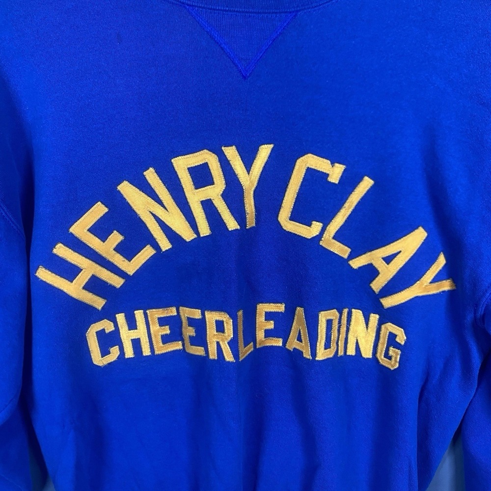 Vintage Russell Athletic Henry Clay Cheerleading Sweatshirt Blue Medium Anne - Picture 2 of 9